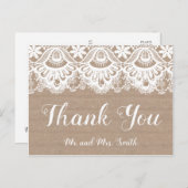 ラッピングとレースのウェディングサンクス ポストカード ナチュラル ポストカード (正面/裏面)