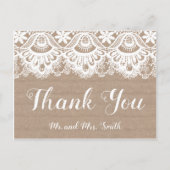 ラッピングとレースのウェディングサンクス ポストカード ナチュラル ポストカード (正面)