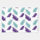 ラッピングシート3枚、水彩スタイル花模様 ラッピングペーパーシート (正面3)