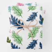 ラッピングシート3枚、水彩スタイル花模様 ラッピングペーパーシート (インサイチュ)