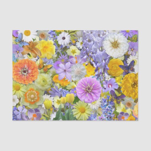 ラッピングティッシュ – 花と蝶 薄葉紙 (正面)