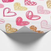 ラッピングペーパー - ピンクとゴールドのハート (角)