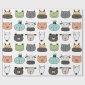 ラッピングペーパー - 動物の顔 (フラット)