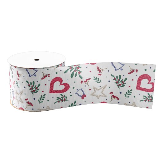 ラッピング用のクリスマスホリデーリボン グログランリボン (リール)