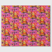 ラッピング紙お洒落- Flamingo抽象芸術 ラッピングペーパー (フラット)