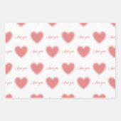 ラッピング紙とハートと「愛してる」引用文 ラッピングペーパーシート (正面3)