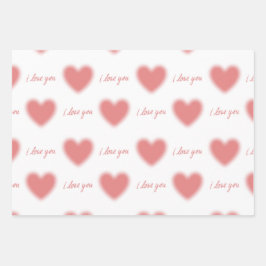 ラッピング紙とハートと「愛してる」引用文 ラッピングペーパーシート