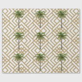 ラッピング紙と金ゴールド幾何学的デザインとツリー ラッピングペーパー (フラット)