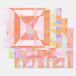 ラッピング紙のオレンジクラッシュ混合メディアセット ラッピングペーパーシート