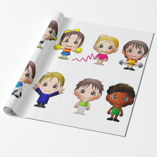 ラッピング紙のスポーツキャラクター。 ラッピングペーパー (アンロールド)