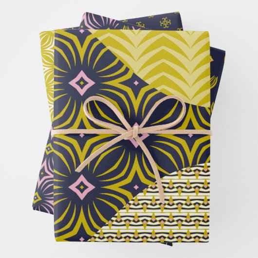 ラッピング紙の波3パターン集合 ラッピングペーパーシート (インサイチュ)