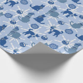 ラッピング紙の青い猫 ラッピングペーパー (角)