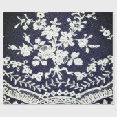 ラッピング紙アンティークレースブラック&ホワイト ラッピングペーパー (フラット)