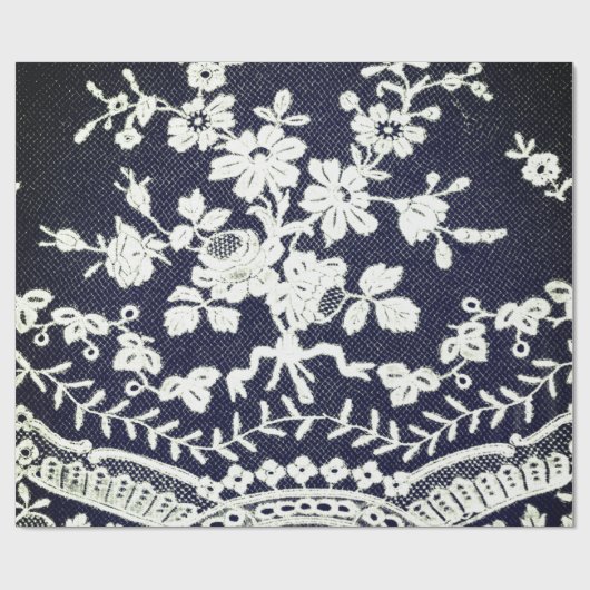 ラッピング紙アンティークレースブラック&ホワイト ラッピングペーパー (フラット)