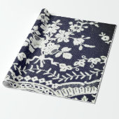 ラッピング紙アンティークレースブラック&ホワイト ラッピングペーパー (アンロールド)