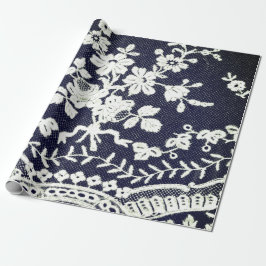 ラッピング紙アンティークレースブラック&ホワイト ラッピングペーパー