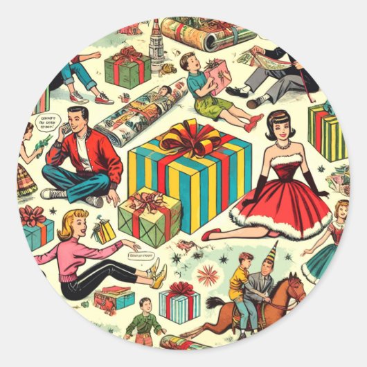 ラッピング紙ギフト漫画パターン ラウンドシール (正面)