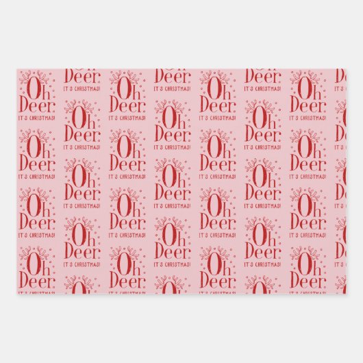 ラッピング紙クリスマスディアーおもしろいイラストレーション ラッピングペーパーシート (正面2)