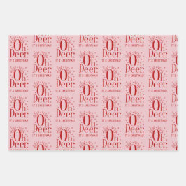 ラッピング紙クリスマスディアーおもしろいイラストレーション ラッピングペーパーシート