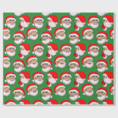 ラッピング紙グリーン背景サンタ ラッピングペーパー (フラット)