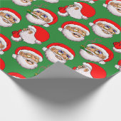 ラッピング紙グリーン背景サンタ ラッピングペーパー (角)