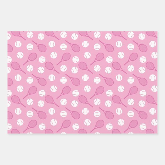 💟ラッピング紙シートのピンクテニスのモチーフ ラッピングペーパーシート (正面)
