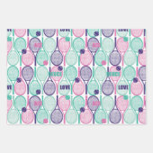 💜ラッピング紙シートの紫色のテニスのモチーフ ラッピングペーパーシート (正面)