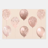 ラッピング紙シートセット3バラ金ゴールド誕生日 ラッピングペーパーシート (正面3)