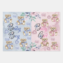 ラッピング紙シートセット3性別リビール、B/G