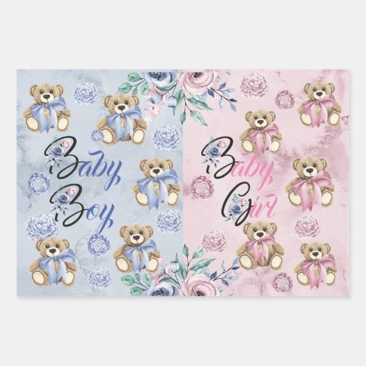 ラッピング紙シートセット3性別リビール、B/G ラッピングペーパーシート (正面)