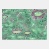 ラッピング紙シートセット3pc抽象芸術ブルーグリーン ラッピングペーパーシート (正面2)