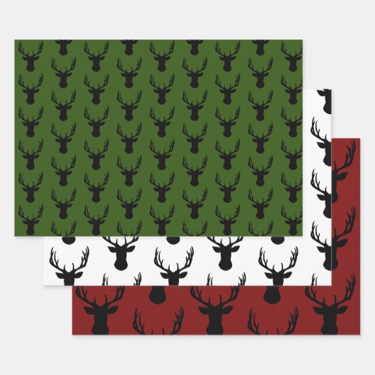 ラッピング紙シートセット – クリスマススタッグヘッド ラッピングペーパーシート (セット)