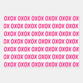 ラッピング紙シートセット-ピンクのハグとキス ラッピングペーパーシート (正面2)