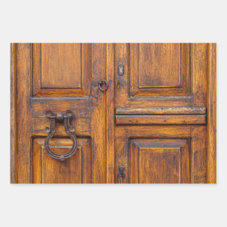 ラッピング紙シートセット – 木製ドア付きハンドル ラッピングペーパーシート