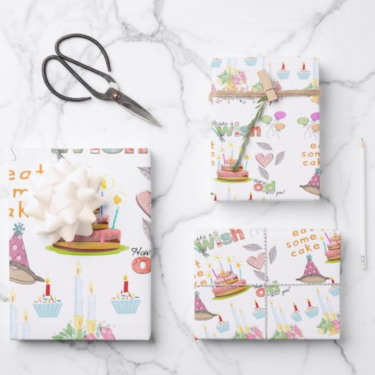 ラッピング紙シートハッピーバースデーウィッシュ ラッピングペーパーシート (正面)