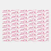 ラッピング紙シートバレンタインズピンク赤いハート ラッピングペーパーシート (正面3)