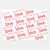 ラッピング紙シートバレンタインズラブ赤いハート ラッピングペーパーシート (正面3)