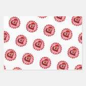 ラッピング紙シートバレンタインズラブ赤いハート ラッピングペーパーシート (正面)