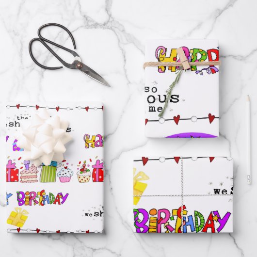 ラッピング紙シートバレンタインハッピーバースデー ラッピングペーパーシート (正面)