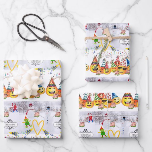 ラッピング紙シートメリークリスマス誕生日 ラッピングペーパーシート (正面)