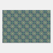 ラッピング紙シート、青と緑の3セット ラッピングペーパーシート (正面)