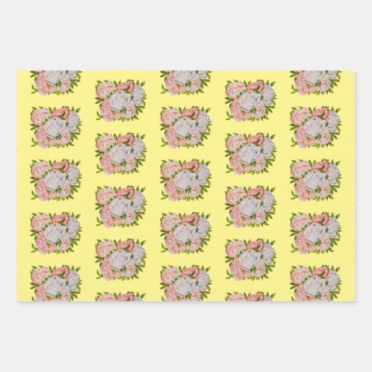ラッピング紙セット上の各種の牡丹 ラッピングペーパーシート (正面2)