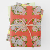 ラッピング紙セット上の各種の牡丹 ラッピングペーパーシート (インサイチュ)