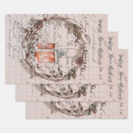 ラッピング紙セット3ヴィンテージテーマクリスマス02 ラッピングペーパーシート