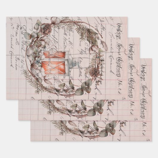 ラッピング紙セット3ヴィンテージテーマクリスマス02 ラッピングペーパーシート (セット)