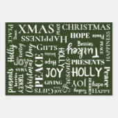 ラッピング紙セット – クリスマスレッドグリーンブルー ラッピングペーパーシート (正面2)