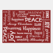 ラッピング紙セット – クリスマスレッドグリーンブルー ラッピングペーパーシート (正面)