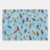 ラッピング紙セット – 魚釣りボールとルアー ラッピングペーパーシート (正面)