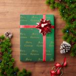 ラッピング紙セット – Merry Christmas ラッピングペーパー<br><div class="desc">"メタリック"グリーンは、金ゴールドの印象的な背景を提供し、次元に基づいた文字、"メリークリスマス"は、あなたのクリスマスパッケージのための素晴らしいオプションを作る。</div>