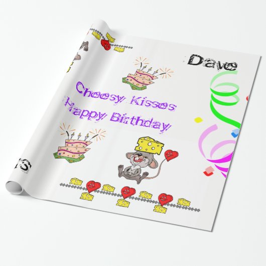 ラッピング紙チーズムージーハートハッピーバースデー ラッピングペーパー (アンロールド)